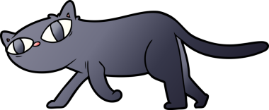 Bir insan tarafından çizilmiş kara kedi karikatürü.