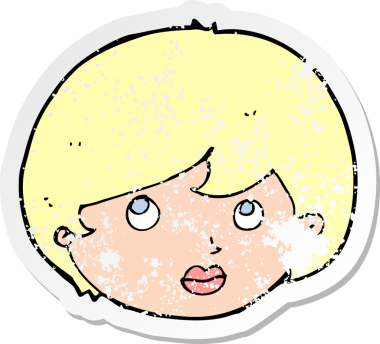 Bir insan tarafından çizilmiş bir karikatür kadın yüzünün gerilimli yapıştırması.