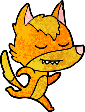 Bir insan tarafından çizilmiş tilki çizgi film karakteri