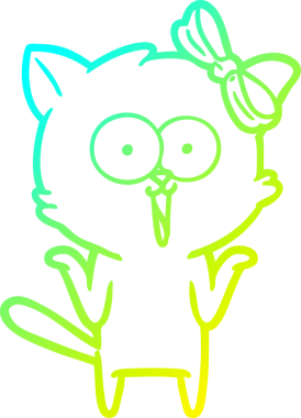 Bir insan tarafından çizilen çizgi film kedisinin soğuk gradyan çizgisi.