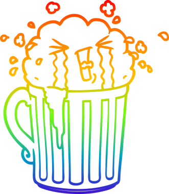 gökkuşağı gradyan çizgi çizimi bir insan tarafından çizilmiş bir bira fincanı