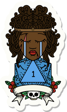 Bir insan tarafından çizilmiş doğal bir rulo ile ağlayan bir insan barbarının çıkartması.