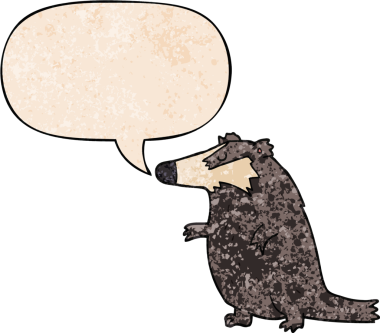 Bir insan tarafından çizilmiş eski moda konuşma baloncuklu çizgi film porsuğu.