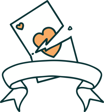 Bir insan tarafından çizilmiş yırtık bir kartın pankartıyla geleneksel dövme