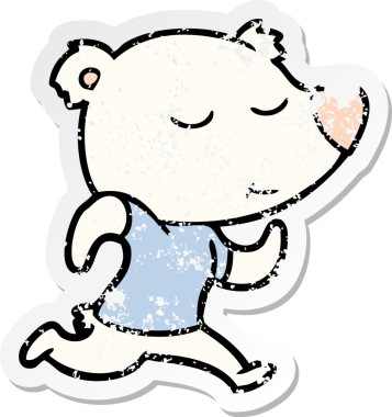 Bir insan tarafından çizilmiş mutlu bir kutup ayısının sıkıntılı çıkartması.