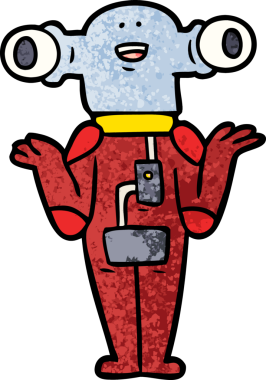 Bir insan tarafından çizilmiş dost canlısı uzaylı omuz silkme