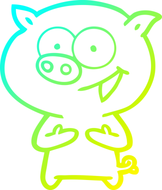 Bir insan tarafından çizilmiş neşeli bir domuz çizgi filmi.