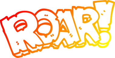 Bir insan tarafından çizilen çizgi film kükreme işaretinin sıcak çizgi çizimi