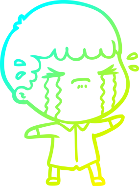 Bir insan tarafından çizilmiş ağlayan bir çizgi film karakteri çizimi.