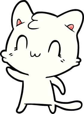 Bir insan tarafından çizilmiş mutlu bir kedi.