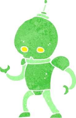 Bir insan tarafından çizilmiş uzaylı robot.