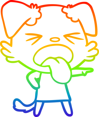 Gökkuşağı gradyan çizgi çizimi bir insan tarafından çizilmiş iğrenç bir köpek.