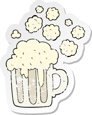 Bir insan tarafından çizilmiş köpüklü bir çizgi filmin gerilimli çıkartması.