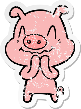 Bir insan tarafından çizilmiş sinirli bir domuzun sıkıntılı çıkartması.