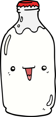 Bir insan tarafından çizilmiş şirin bir süt şişesi.