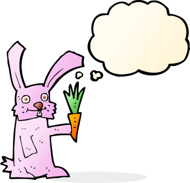 Bir insan tarafından çizilmiş havuçlu çizgi film tavşanı.