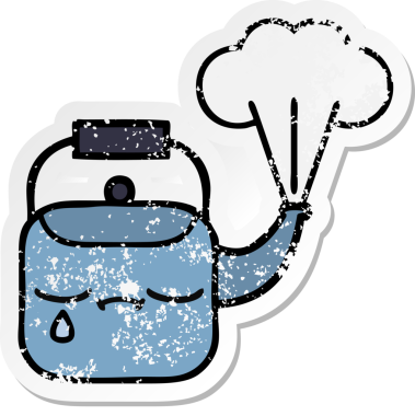 Bir insan tarafından çizilmiş dumanı tüten tatlı bir karikatür çıkartması.