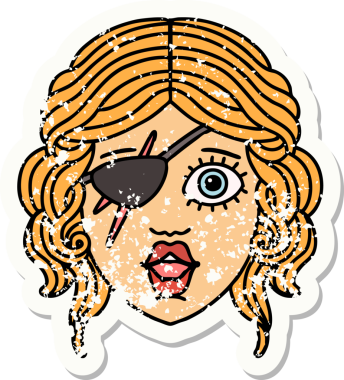 Bir insan tarafından çizilmiş düzenbaz bir karakterin grunge çıkartması.