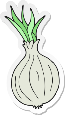 Bir insan tarafından çizilmiş karikatür soğanı çıkartması.