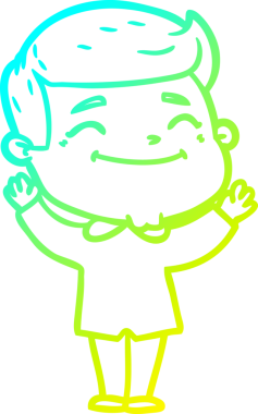 Bir insan tarafından çizilmiş mutlu bir çizgi film karakteri çizimi.