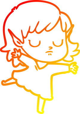 Bir insan tarafından çizilmiş çizgi film karakteri bir elf kızı çizimi