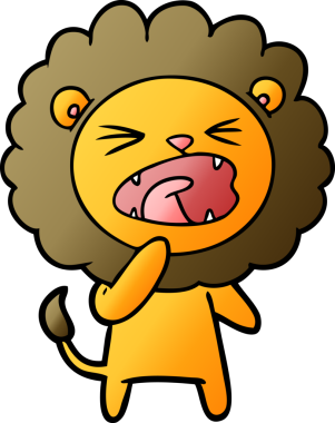 Bir insan tarafından çizilmiş kızgın aslan çizgi filmi.