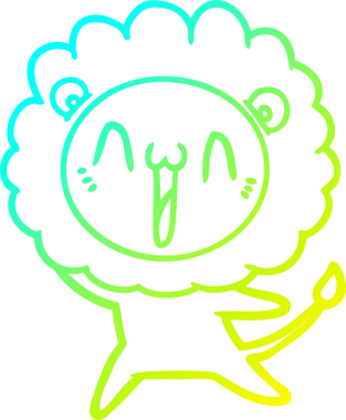 Bir insan tarafından çizilmiş mutlu çizgi film aslanı çizimi.