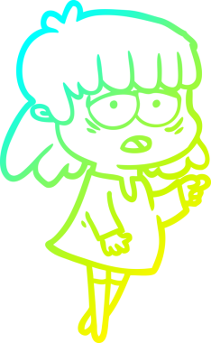 Bir insan tarafından çizilmiş, karikatür çizen yorgun bir kadın.