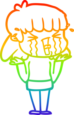 Gökkuşağı gradyan çizgi çizimi Bir insan tarafından çizilmiş gözyaşları içinde bir çizgi kadın