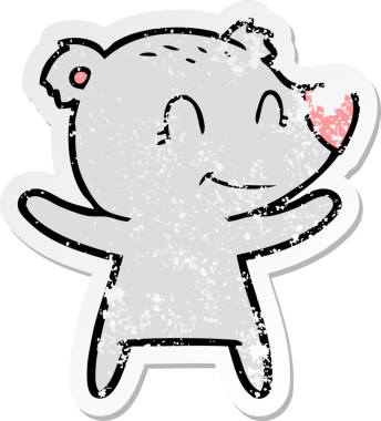 Bir insan tarafından çizilmiş gülümseyen ayı çizgi filminin sıkıntılı çıkartması.