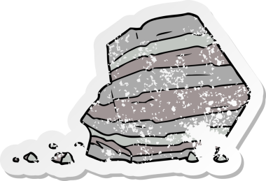 Bir insan tarafından çizilmiş büyük bir kaya karikatürünün sıkıntılı çıkartması