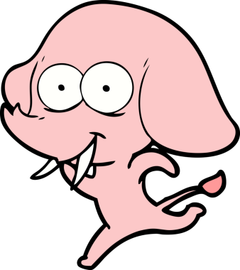 Bir insan tarafından çizilmiş mutlu bir fil.