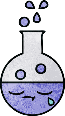 Bir insan tarafından çizilmiş bir test tüpünün retro grunge desen karikatürü