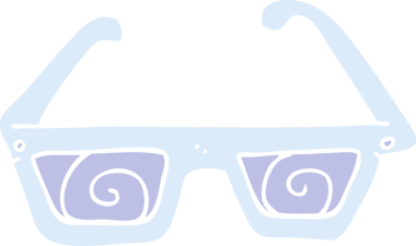 Bir insan tarafından çizilen üç boyutlu gözlüklerin düz renk çizimi