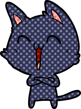 Mutlu çizgi film kedisi miyavlıyor bir insan tarafından