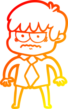 Bir insan tarafından çizilmiş kızgın çizgi film çocuğunun sıcak çizgi çizimi.