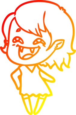 Bir insan tarafından çizilmiş gülen vampir kız çizgi filmi.