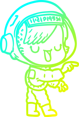 Bir insan tarafından çizilmiş soğuk gradyan çizgili astronot kadın çizimi.