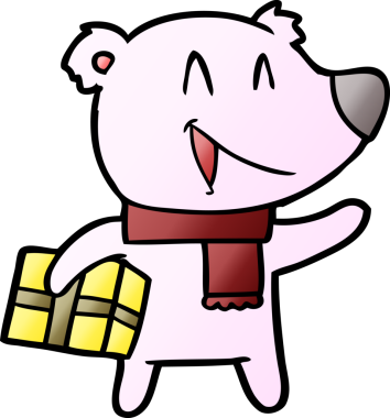 Bir insan tarafından çizilmiş gülen noel ayısı çizgi filmi