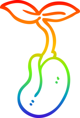 Gökkuşağı gradyan çizgi çizimi bir insan tarafından çizilmiş bir karikatür fidanı