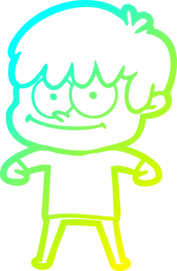 Bir insan tarafından çizilmiş mutlu bir çizgi film karakteri çizimi.