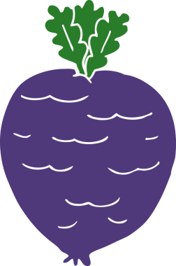 Bir insan tarafından çizilmiş düz renk kök sebzesi