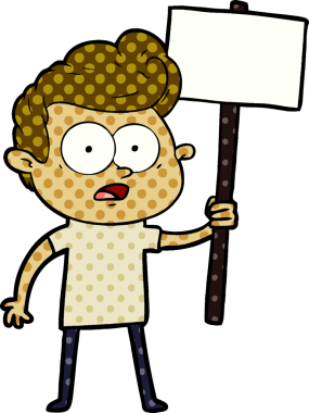 Bir insan tarafından çizilmiş çizgi film bakışlı adam.