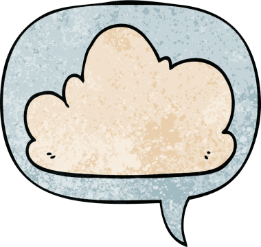 Konuşma baloncuğu olan karikatür bulutu insan tarafından çizilmiş retro doku.