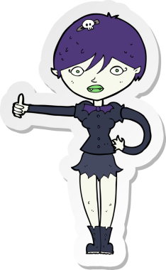 Bir insan tarafından çizilmiş işaret veren vampir bir kızın çıkartması.