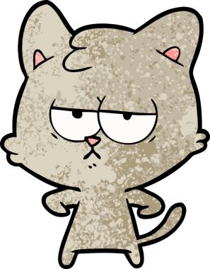 Bir insan tarafından çizilmiş sıkıcı çizgi film kedisi.