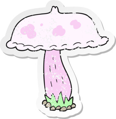 Bir insan tarafından çizilmiş karikatür mantarının gerilmiş yapıştırması.