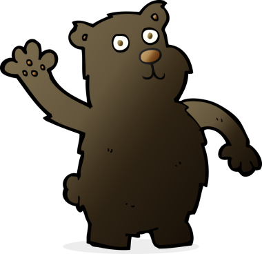 Bir insan tarafından çizilmiş siyah ayı sallayan çizgi film.