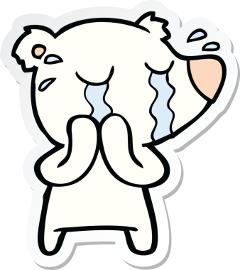 Bir insan tarafından çizilmiş ağlayan kutup ayısının çıkartması.