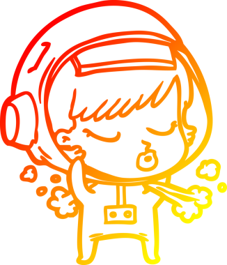 Bir insan tarafından çizilmiş uzay kaskını çıkaran güzel astronot kız çizgi çizimi.